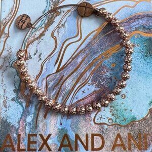 Alex and Ani Rose Gold Beaded Adjustable Bangle Bracelet NWOT